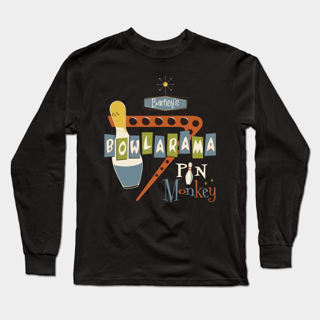 Barney's Bowlerama Long Sleeve T-Shirt by stevethomasart